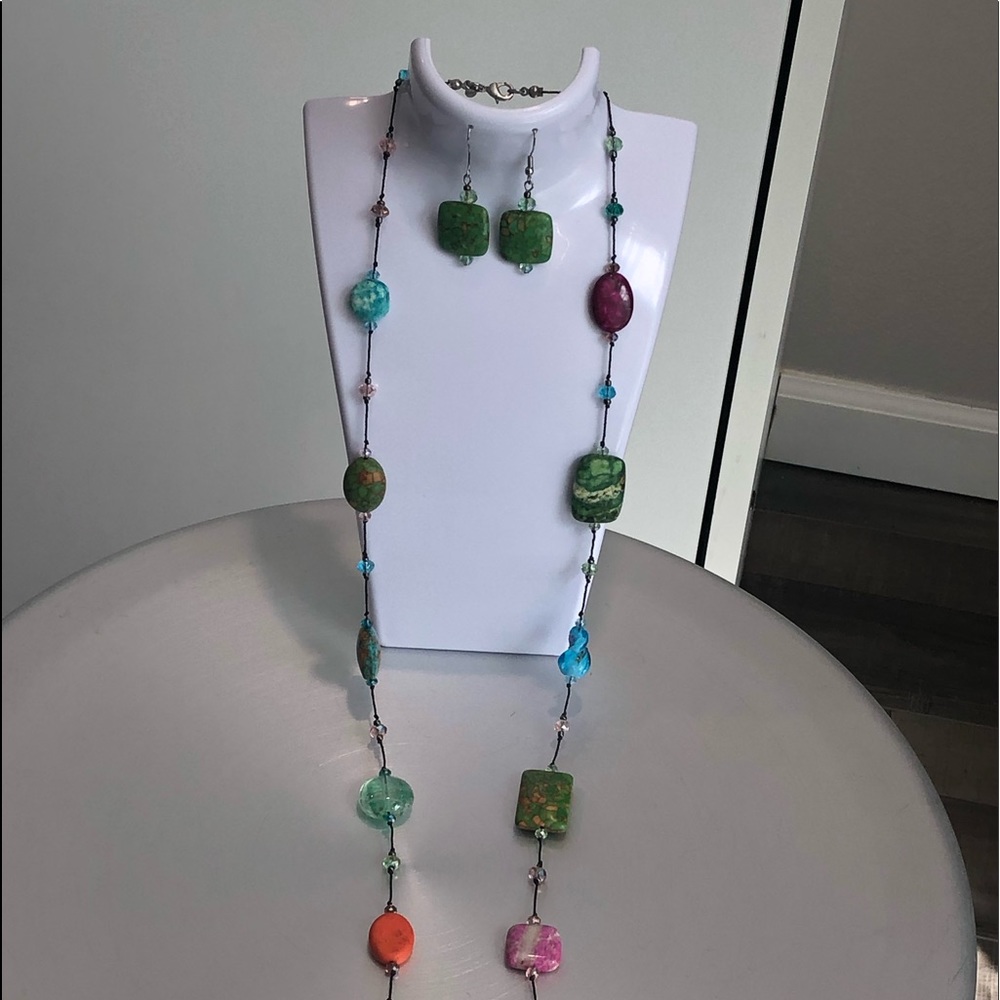Necklace and Earring boho Set Unique by Designer